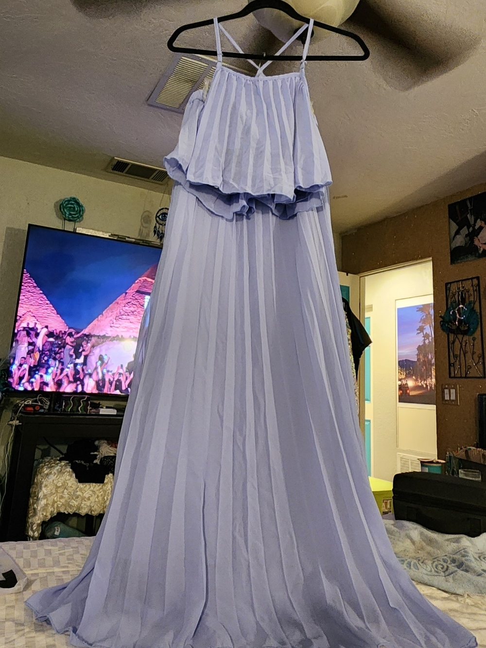 SHEIN Lavender Pleated Maxi  Skirt & Top